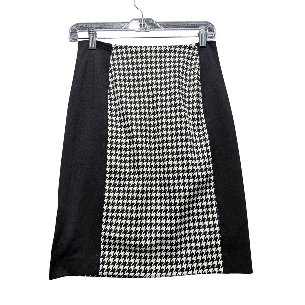 Michael Kors Pencil Skirt Women 2 Black White Houndstooth Panel Zip